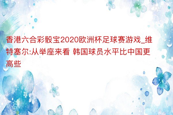 香港六合彩骰宝2020欧洲杯足球赛游戏_维特塞尔:从举座来看 韩国球员水平比中国更高些