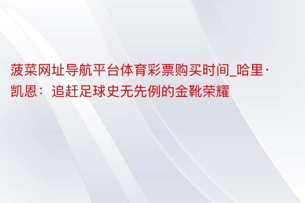 菠菜网址导航平台体育彩票购买时间_哈里·凯恩：追赶足球史无先例的金靴荣耀